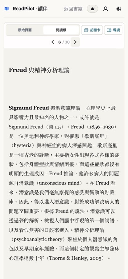 專有名詞保留英文的中文閱讀畫面
